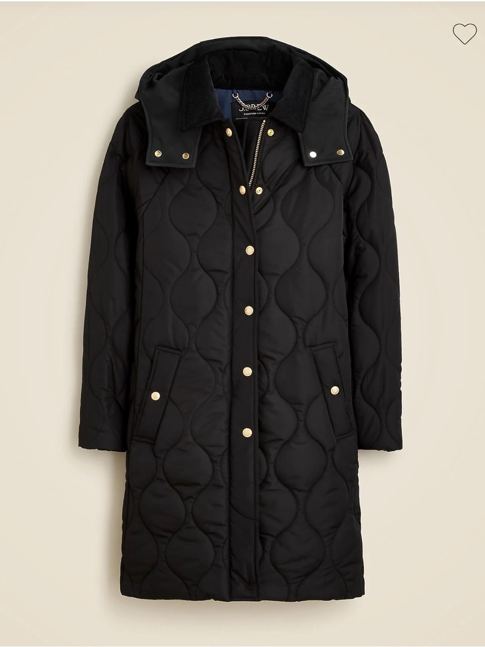 J. Crew ***NAVY BLUE*** Quilted Long Puffer Coat with Gold Hardware